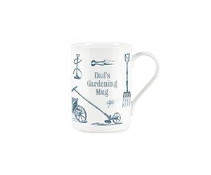 Purely Home Dads Gardening Mug - Bone China Vintage Style White Garden Coffee/Tea Present Gift