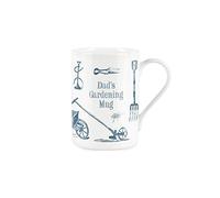 Purely Home Dads Gardening Mug - Fine Bone China Vintage Style White Garden Coffee/Tea Present Gift
