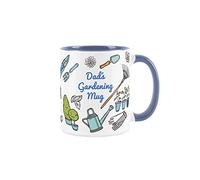 Purely Home Dad's Gardening Mug - Gardening White & Blue Coffee/Tea Gift for Gardeners 11oz
