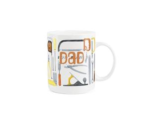 Purely Home Dad's Tools Mug - Fathers Day Gift for Dad - Watercolour Tools Handyman Tea/Coffee Hot Drinks White Bone China Mug
