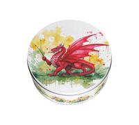 Purely Home Daffodils & Dragon Small Cake Tin - Patriotic Welsh Souvenir Kitchen Gifts - Round Metal Storage Container For Baking 18 X 7Cm