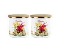 Purely Home Daffodils & Dragon Welsh Coffee & Sugar Canisters Set - Cymru Wales Homewares Gifts - 1.2L Enamel Kitchen Storage Containers Set of 2