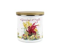 Purely Home Daffodils & Dragon Welsh Hot Chocolate Canister - Cymru Wales Siocled Poeth Homewares Gifts - 1.2L Enamel Hot Drinks/Food Kitchen Storage Container