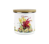 Purely Home Daffodils & Dragon Welsh Sugar Canister - Cymru Wales Homewares Gifts - 1.2L Enamel Hot Drinks/Food Kitchen Storage Container