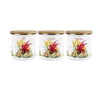 Purely Home Daffodils & Dragon Welsh Tea Coffee Sugar Canisters Set - Cymru Wales Te Coffi Siwgr Homewares Gifts - 1.2L Enamel Kitchen Storage Containers Set of 3