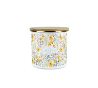 Purely Home Daisies Floral Coffee Storage Canister - Flowers Design Metal Enamel Medium Sized Food Storage Container