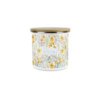 Purely Home Daisies Floral Decaf Storage Canister - Flowers Design Metal Enamel Medium Sized Food Storage Container