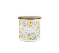 Purely Home Daisies Floral Sugar Storage Canister - Flowers Design Metal Enamel Medium Sized Food Storage Container