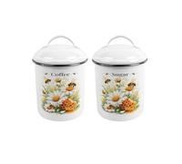 Purely Home Daisy Bees Coffee & Sugar Canisters - Medium Metal Kitchen Storage Set