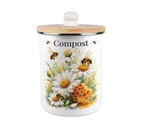 Purely Home Daisy Bees Compost Caddy - Metal 2L Decorative Kitchen Food Waste Bin
