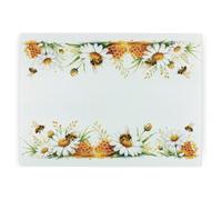 Purely Home Daisy Bees Textured Glass Worktop Protector - Large Kitchen Chopping Board