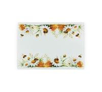 Purely Home Daisy Bees Textured Glass Worktop Protector - Small Kitchen Chopping Board