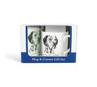 Purely Home Dalmatian Mug & Coaster Gift Set - Lifes Better with a Dalmatian by Rhiannon Chauncey - Bone China Mug and Glass Coaster Set - Tea/Coffee Present for Dog Lovers
