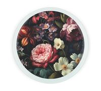 Purely Home Dark Floral Round Worktop Protector - Textured Glass Chopping Board