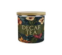 Purely Home Dark Hibiscus Decaf Tea Storage Canister - Flowers & Foliage Gifts - Full Colour Floral 1.2L Enamel Kitchen Storage Container
