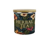 Purely Home Dark Hibiscus Herbal Tea Storage Canister - Flowers & Foliage Gifts - Full Colour Floral 1.2L Enamel Kitchen Storage Container