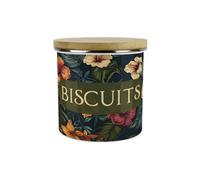 Purely Home Dark Hibiscus Small Biscuits Storage Canister - Flowers & Foliage Patterned Gift - Full Colour Floral 1.2L Kitchen Containers