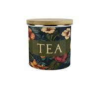 Purely Home Dark Hibiscus Tea Storage Canister - Flowers & Foliage Patterned Gifts - Full Colour Floral 1.2L Enamel Kitchen Storage Container