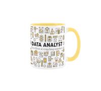 Purely Home Data Analyst Mug - Novelty IT Statistics Computing Gift - Tea/Coffee Yellow Ceramic Cup Present