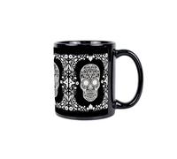 Purely Home Day of the Dead Black Mug - Ceramic Tea/Coffee Cup Mexican Holiday Gift