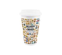 Purely Home Delivery Driver Ceramic Travel Mug - Gifts For Couriers & Delivery Workers - Reusable Silicone Lid Double-Walled Insulated Flask