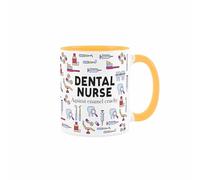 Purely Home Dental Nurse Mug - Humorous Teeth Themed Novelty Gifts - Tea/Coffee Hot Drinks Yellow Ceramic Cup Present