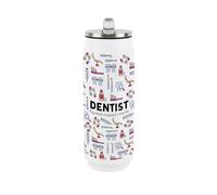 Purely Home Dentist Flask with Straw - Novelty Gifts for Dental Workers - Reusable Stainless-Steel Cold Drinks Travel Mug 500ml (17 fl oz)