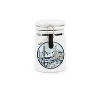 Purely Home Desert Flowers Tea Ceramic Canister - Tropical Island Cactus Ceramic Kitchen Storage Container With Clip Lid 400Ml