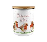 Purely Home Dishwasher Tablets Large Canister Jar - Robins Themed Extra Large Storage Container - Bird Patterned Homewares Gifts