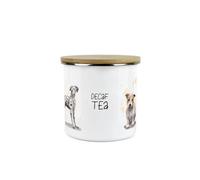 Purely Home Dog Decaf Tea Storage Canister - Assorted Dogs Metal Enamel Food Storage Container
