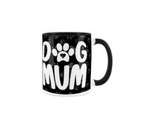 Purely Home Dog Mum Mug - Paw Print Gifts For Dog Lovers - Black Ceramic Cup Present