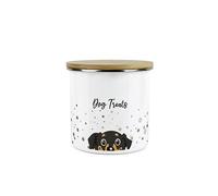 Purely Home Dog Treats Storage Canister - Peeping Dog Metal Enamel Medium Storage Container Pet Treats Tin