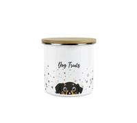 Purely Home Dog Treats Storage Canister - Peeping Dog Metal Enamel Medium Storage Container Pet Treats Tin