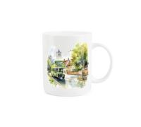 Purely Home Double Decker Bus Mug - Classic Green Routemaster Cathedral Scene London Bus Lover Gift Present - Tea Coffee White Bone China Mug