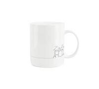 Purely Home Drums Mug - Musical Instrument Line Drawn Mug - Bone China White Coffee Tea Present Gift