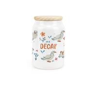 Purely Home Ducks & Flowers Ceramic Decaf Storage Canister - Floral Birds Kitchen Storage Container & Wooden Lid 600Ml (14.5Cm X 9.5Cm)