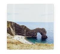 Purely Home Durdle Door Large Square Glass Worktop Protector - Dorset Coast Gift - Smooth Kitchen Chopping Board With Non-Slip Feet