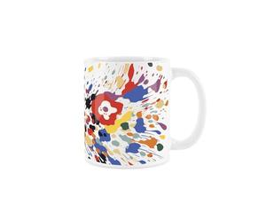 Purely Home Earthy Paint Splatter Mug - Bold Multicoloured Artwork Abstract Paint Splash Gift/Present - Tea/Coffee Hot Drinks Ceramic Cup