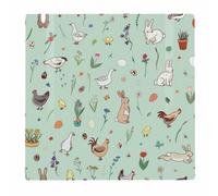 Purely Home Easter Animals Large Square Glass Worktop Protector - Easter Gift - Smooth Kitchen Chopping Board With Non-Slip Feet