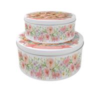 Purely Home Easter Bakes Cake Tin Set - Hot Cross Buns Round Pink Metal Kitchen Storage Container Baking Gifts, Set of 2