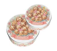 Purely Home Easter Bakes Personalised Cake Tin Set - Hot Cross Buns Round Pink Metal Kitchen Storage Container Baking Gifts, Set of 2