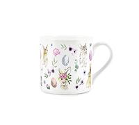 Purely Home Easter Bunny Floral Mug - Fine Bone China White Coffee/Tea Easter Egg Present Gift