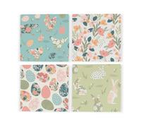 Purely Home Easter Themed Ceramic Coaster Set - Springtime Floral Gifts - Square Set Of Four (4) Coasters