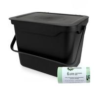 Purely Home Easy Eco 5L Black Kitchen Compost Caddy/food Waste Bin & 50 X 6 Litre Compostable Bags