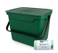 Purely Home Easy Eco 5L Green Kitchen Compost Caddy/food Waste Bin & 50 X 6 Litre Compostable Bags