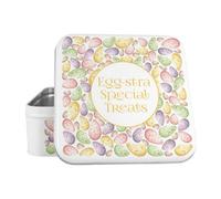 Purely Home Egg-Stra Special Treats Cake Tin - Seasonal Easter Homeware Gifts - Square Metal Kitchen Storage Container For Baking