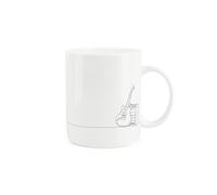 Purely Home Electric Guitar Mug - Musical Instrument Line Drawn Mug - Bone China White Coffee Tea Present Gift
