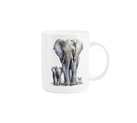 Purely Home Elephant Dad Mug - Fathers Day Animal Gift/Present - Tea Coffee White Bone China Mug