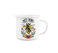 Purely Home Enamel Bee Mug - Floral Bee Kind Novelty Durable Hot Drinks Outdoor Cup For Travel Picnics Home Hiking