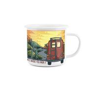 Purely Home Enamel Camping Coffee Mug - 'home Is Where You Park It' Campervan - Durable Outdoor Cup For Picnics, Festivals, Hiking & Fishing
